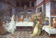 Fra Filippo Lippi Scenes from the life of St.John the Baptist:Herod Feast oil on canvas